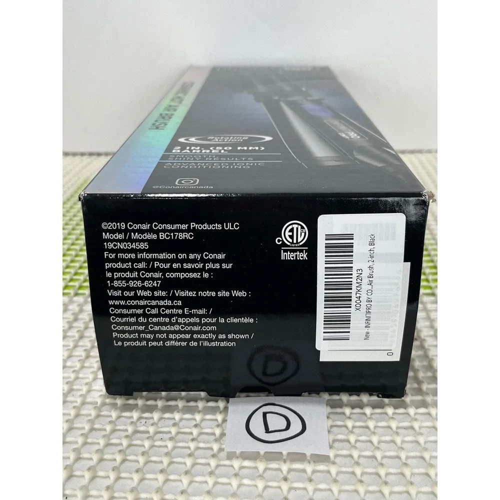 Conair InfinitiPro Ceramic Hot Air Spin Brush 2 Inch Black New‎ Opened Box D